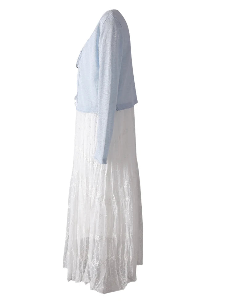 Women White Lace Jacquard Elegant Long Spaghetti Strap Dress New V-Neck Sleeveless Fashion Tide Spring Summer 2025 CPG3081