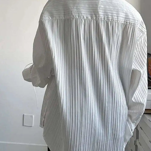 Load image into Gallery viewer, Women White Big Size Bandage Blouse New Round Neck Long Sleeve Loose Fit Shirt Fashion Tide Spring Autumn 2025 1DH1737
