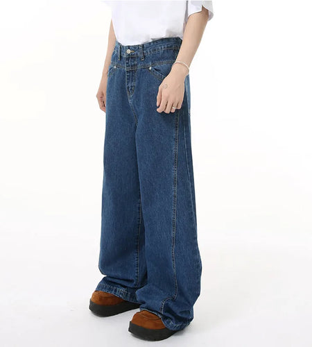 Deconstruction Men's Jeans New Trendy High Street Style Straight Leg Line Design  Solid Color Casual Menwear 9W1686