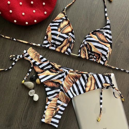 Load image into Gallery viewer, Wrinkle Bikini 2024 Sexy Bathing Suit Women Thong Swimsuit Beachwear Halter Brazilian Bikini Push Up Swimwear Women
