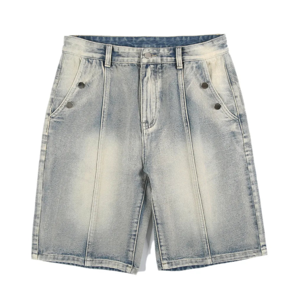 Men's Denim Shorts Solid Color Summer New American Male Loose Five Quarter Pants Casual Fashion Trend Menwear 9W1356