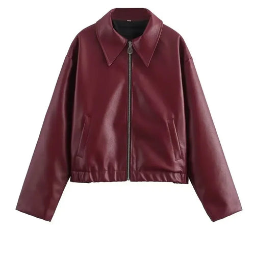 Load image into Gallery viewer, Autumn Winter 2024 Women's Moto Biker Zipper Long Sleeve Jacket Faux Leather Jacket Outerwears Causal New in Coats
