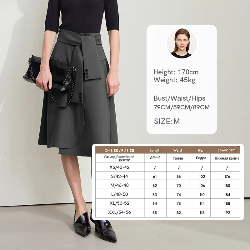 Minimalist New Skirt Women Summer 2025 Solid Loose Mid-length A-line Asymmetric Skirts Female Fashion Office Lady 12542045