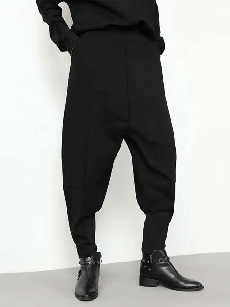 High Elastic Waist Black Pockets Casual Harem Pants New Loose Fit Trousers Women Fashion Tide Spring Autumn 2025 1DF4689