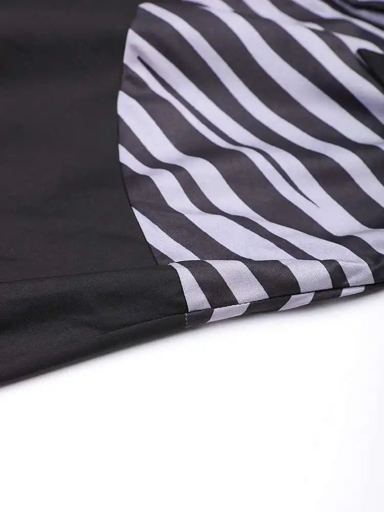 Women Black Striped Color-block Big Size Midi Shirt Dress New Lapel Long Sleeve Fashion Tide Spring Autumn 2025 1DD0068