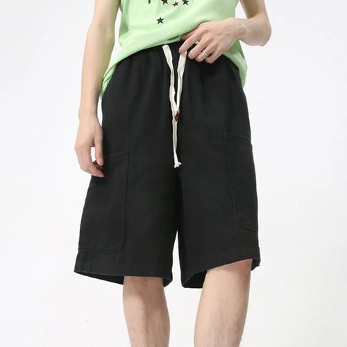 Load image into Gallery viewer, Men&#39;s Shorts Casual Lace Up Straight Leg Elastic Waist Design Trendy Versatile Cargo Pants Japanese Style 9C5830
