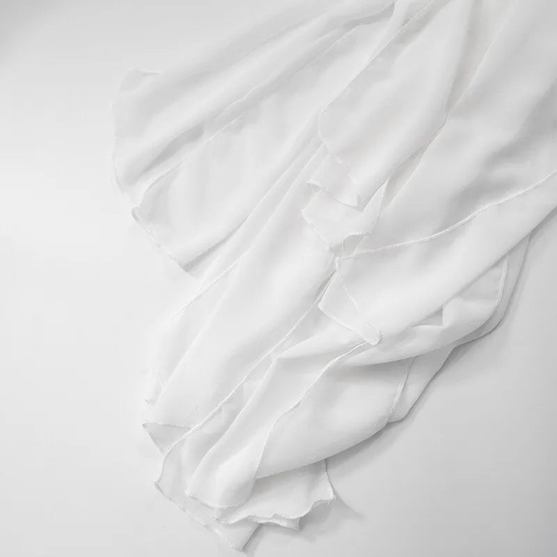 White Lace Sexy Two Piece Sets Woman Halter Top And Long Maxi Skirt Ladies Fashion Sheer Mesh Elegant Matching Sets