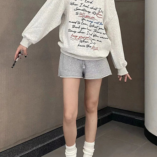 Load image into Gallery viewer, Loose O-neck Pullovers Chicly Letter Printing Warm Female Hoodies Basic Simple Casual Fashion Solid Color Women Hoodies
