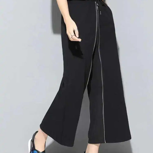 Load image into Gallery viewer, High Elastic Waist Black Zipper Two Ways Wear Long Wide Leg Pants New Trousers Women Fashion Tide Spring Autumn 2025 JS994
