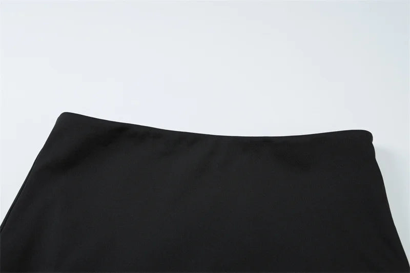 Elegant Summer 2 Piece Sets Women Metal Ring Crop Tops And Maxi Skirt Female Fashion Solid Lace-up Beach Two Piece Sets