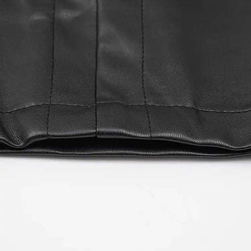 Load image into Gallery viewer, Women Black  Pu Leather Pockets Big Size Long Vest Dress New V-Neck Sleeveless Fashion Tide Spring Autumn 2025 CPG2085
