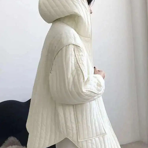 Load image into Gallery viewer, Hooded Beige Big Size Cotton-padded Coat Long Sleeve Loose Fit Women Parkas Fashion Tide New Autumn Winter 2025 1DH3820
