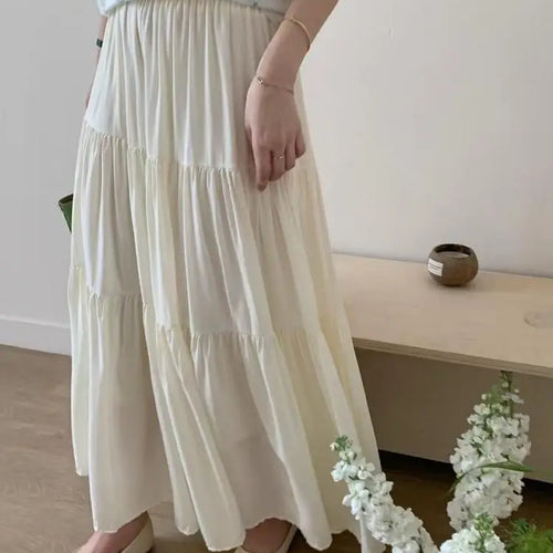 Load image into Gallery viewer, Spring Summer New Solid Elegant Slim Vacation Party Pleated Skirt Women's French Fashion Office Long Skirt Trend Ladies Clothing
