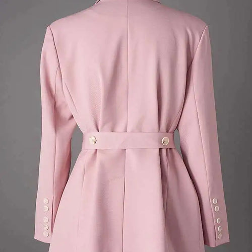 Load image into Gallery viewer, Women Beige Belted Pocket Big Size Elegant Blazer New Lapel Long Sleeve Jacket Fashion Tide Spring Autumn 2025 CPG2777
