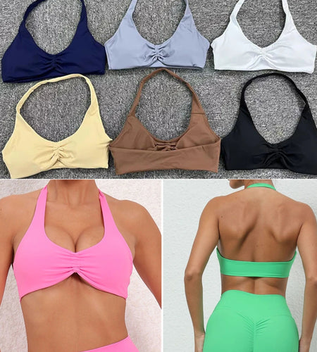 Solid Pad Nylon Fitness High Impact Running Sports Bras Women Quick Dry Crop Top Yoga Push Up Workout Running Vest