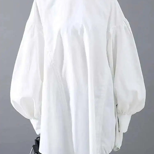 Load image into Gallery viewer, Women Back Long Drawstring Big Size Blouse New Satnd Collar Long Sleeve Loose Fit Shirt Fashion Spring Autumn 2025 1Z189
