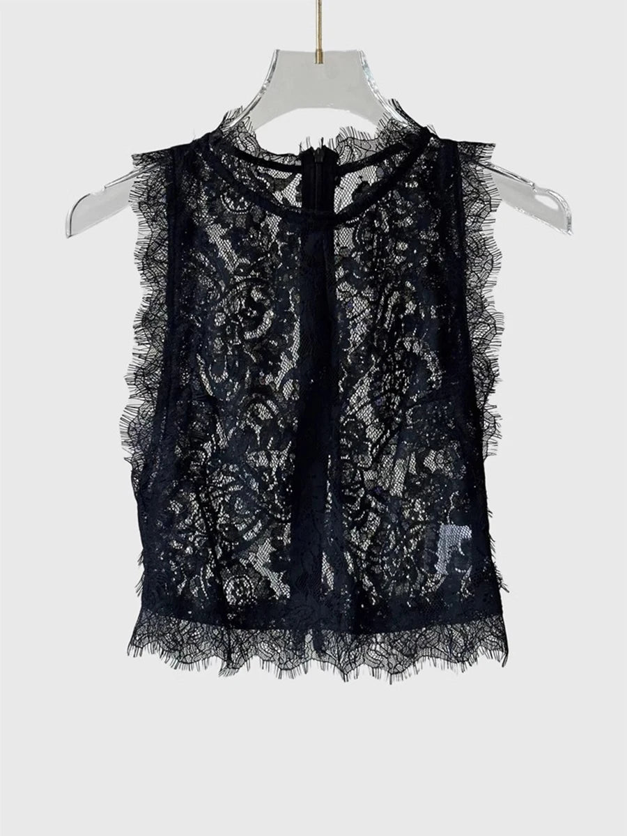 Solid Hollow Out Slimming Vests For Women O Neck Sleeveless Sexy Minimalist Vest Female Fashion Style Clothes New