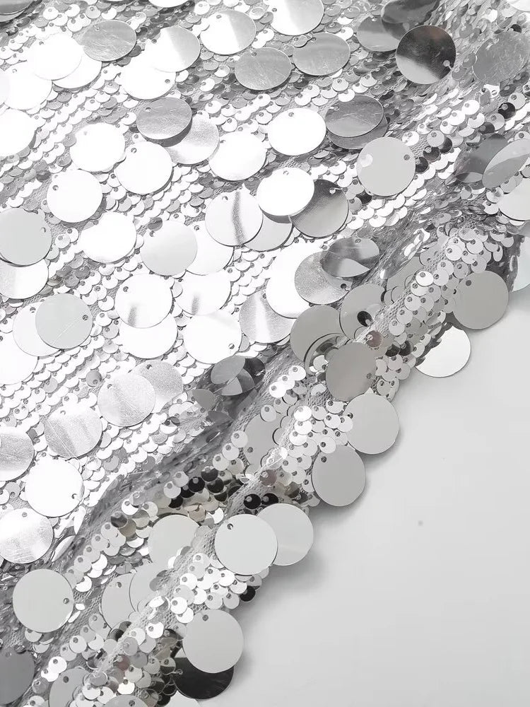 Women Fashion With Sequined Solid Side Zipper Mini Skirt Vintage High Waist Female Chic Lady Skirts