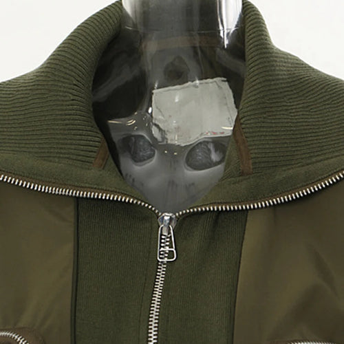 Load image into Gallery viewer, Loose Fit Army Green Big Pocket Casual Jacket New Lapel Long Sleeve Women Coat Fashion Tide Spring Autumn 2025 7AB1819
