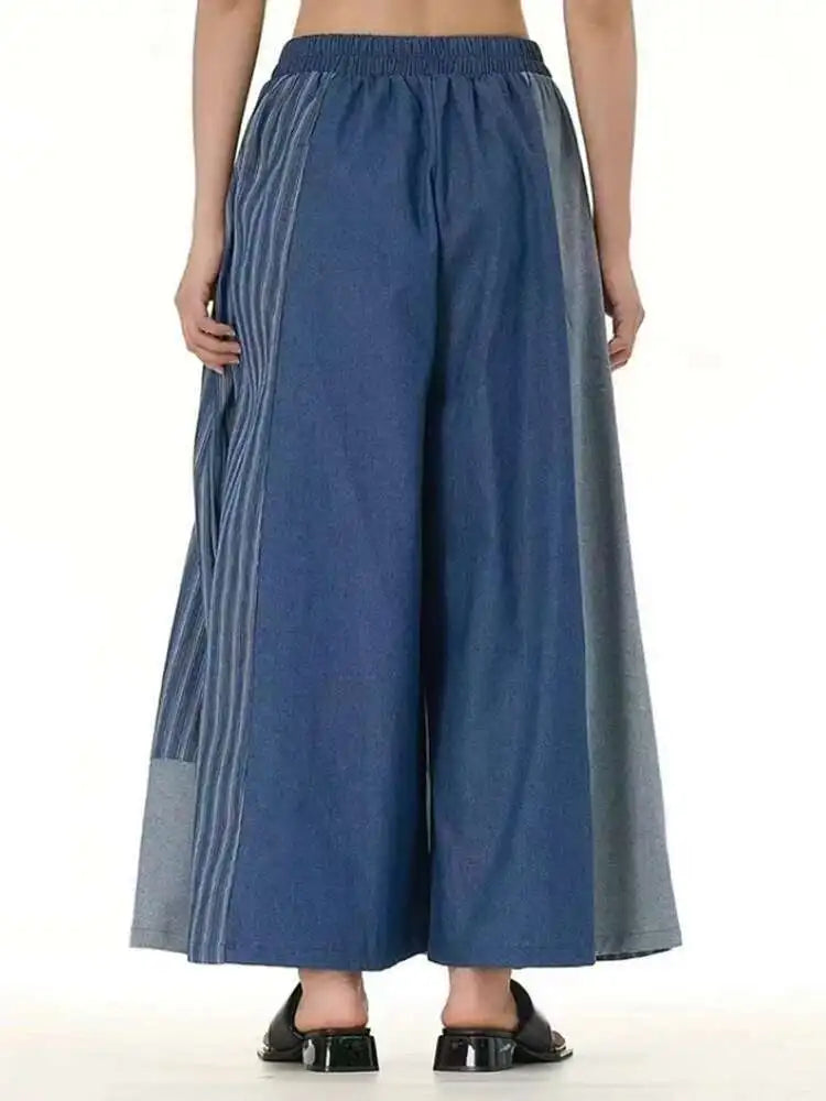 High Waist Blue Striped Denim Long Casual Wide Leg Jeans New Women Trousers Fashion Tide Spring Autumn 2025 1DJ0273