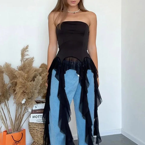 Load image into Gallery viewer, Summer Sexy Off-Shoulder Lace Women Crop Top 2025 Casual Strapless Halter Streetwear Fashion Club Party Lady Tank Top
