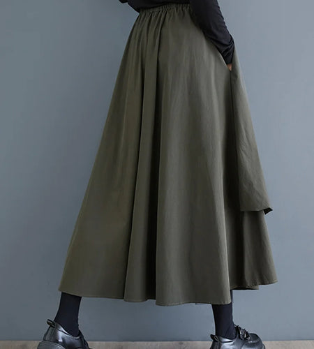 High Elastic Waist Army Green Mesh Irregular A-line Half-body Skirt Women Fashion Tide New Spring Autumn 2025 1DJ0313