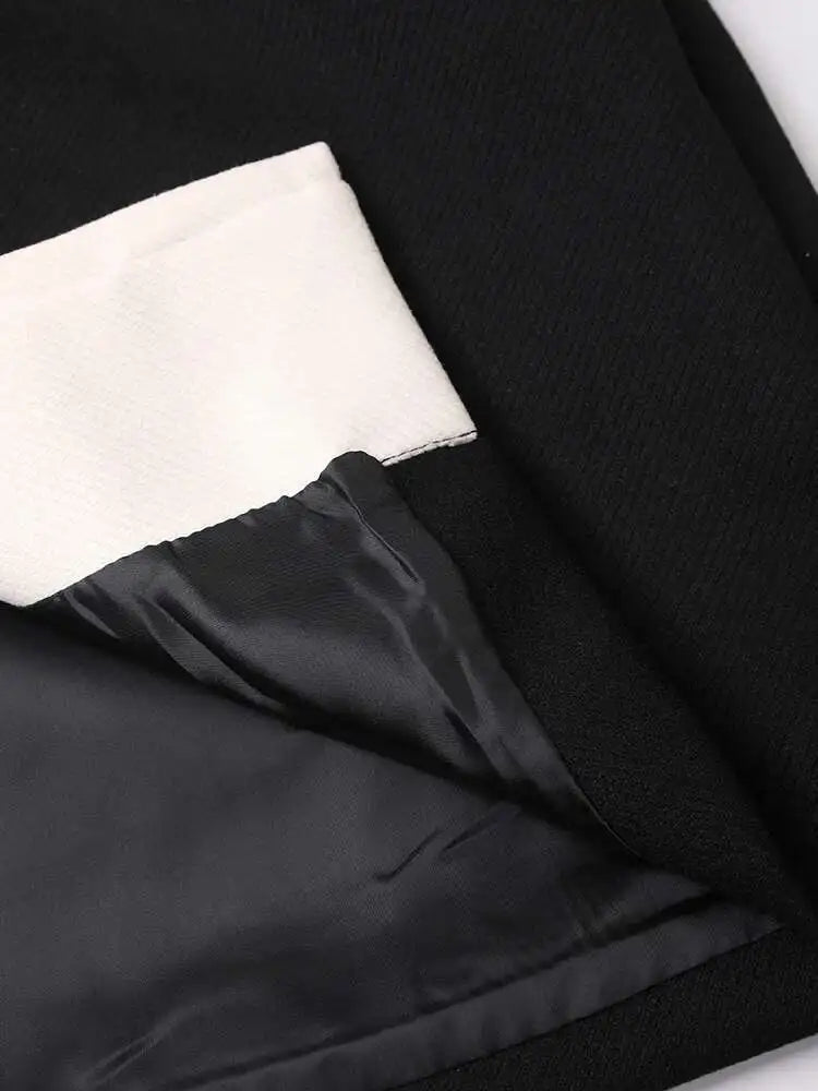 Black Embroidery Belted Big Size Woolen Coat New V-neck Long Sleeve Women Jacket Fashion Tide Autumn Winter 2025 CPG1079