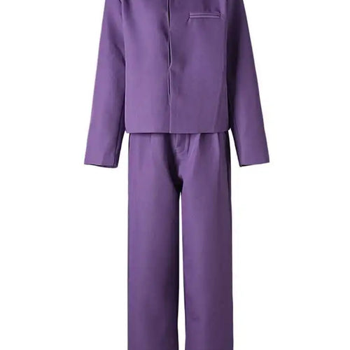 Load image into Gallery viewer, Purple Blazer Big Size Wide Leg Pants Two Piece Suit New Round Neck Long Sleeve Women Fashion Spring Autumn 2025 CPG2619
