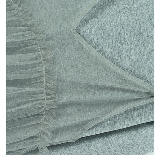 Load image into Gallery viewer, Women Gray Mesh Spliced Big Size Casual T-shirt New Round Neck Long Sleeve Fashion Tide Spring Autumn 2025 1DH7244
