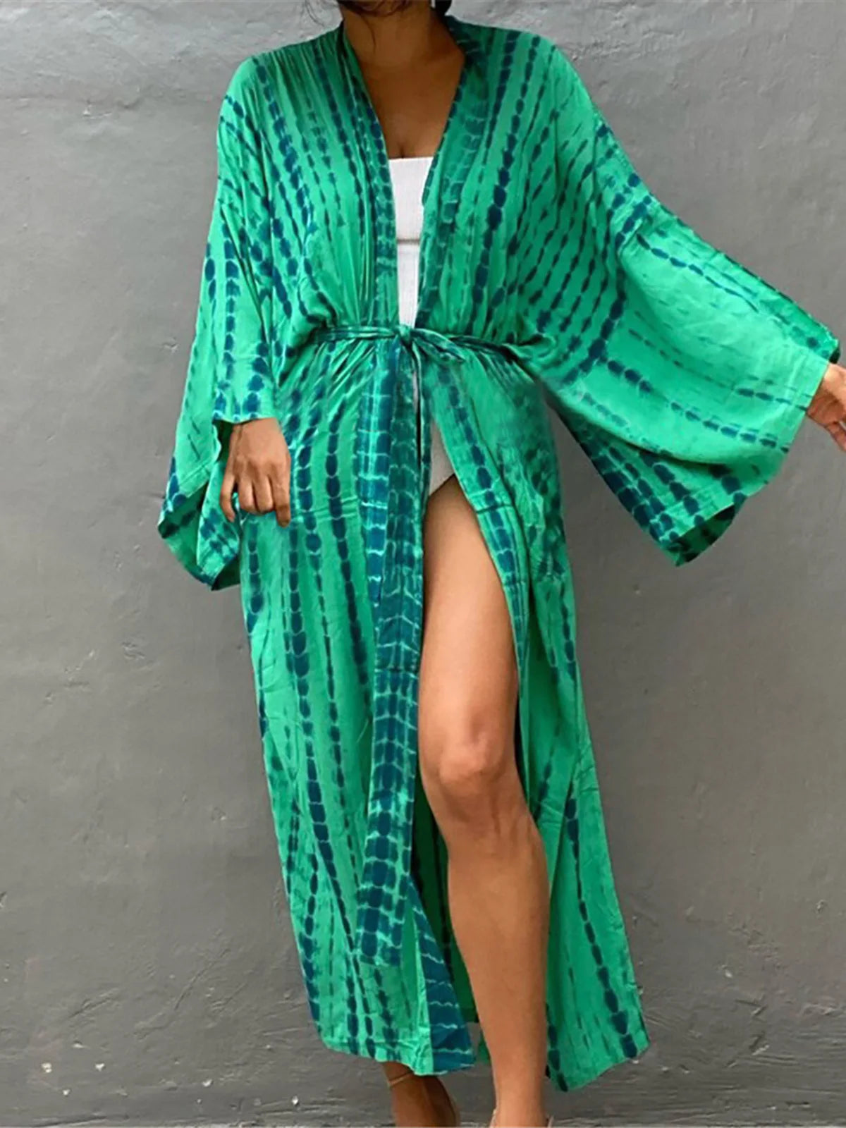 11 Colors Printed Long Sleeve With Belt Tunic Beach Cover Up Cover-ups Beach Dress Beach Wear Beachwear Female Women V4521