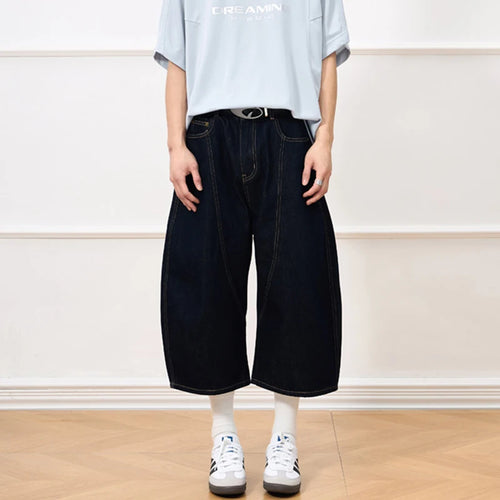 Load image into Gallery viewer, Men&#39;s Denim Shorts New  American Style Washed Curved Knife Trendy Line Design Male Solid Color Fashion Clothing 9W1909
