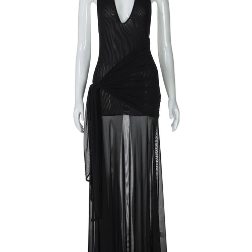 Load image into Gallery viewer, Mesh Halter Sleeveless Backless Bandage Sexy See Through Maxi Dress Spring Summer Women Y2K Outfits Beach Festival
