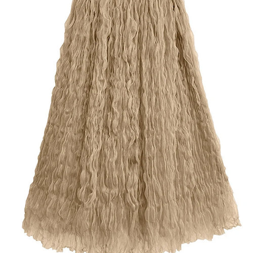 Load image into Gallery viewer, High Elastic Waist Black Pleated Mesh Casual A-line Half-body Skirt Women Fashion Tide New Spring Autumn 2025  1DH5148
