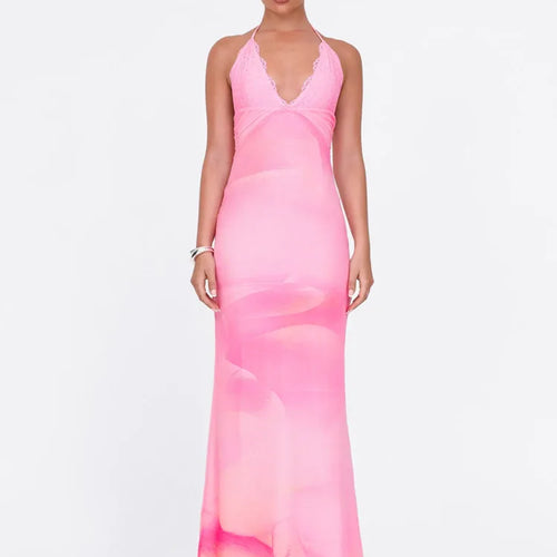 Load image into Gallery viewer, Spaghetti Strap Backless Sexy Maxi Dress For Women Gown Fashion Lace Deep V Neck Sleeveless Bodycon Long Dress Vestido
