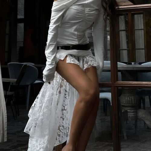 Load image into Gallery viewer, Elegant Long Sleeved Lace Patchwork Bodycon Dress Female Sexy Irregular Female Vestido Autumn/winter Party Evening Dress
