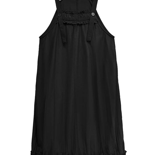 Load image into Gallery viewer, Women Black Ruffles Spliced Big Size Strap Dress New Square Collar Sleeveless Fashion Tide Spring Autumn 2025 1DJ1157
