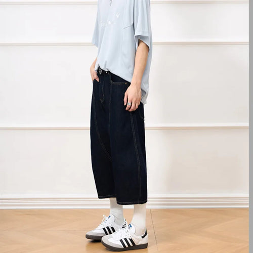 Load image into Gallery viewer, Men&#39;s Denim Shorts New  American Style Washed Curved Knife Trendy Line Design Male Solid Color Fashion Clothing 9W1909
