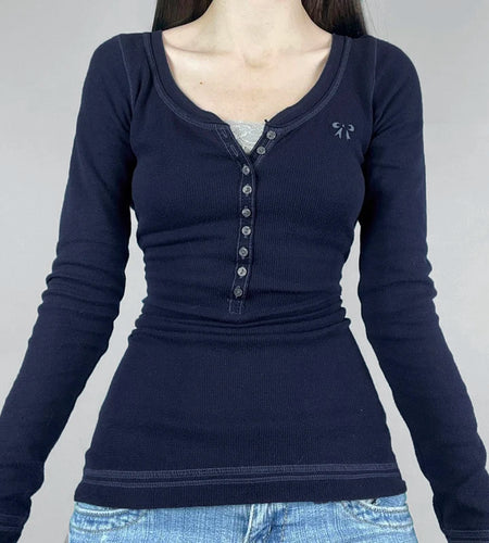 Vintage Embroidery Slim Stitch Autumn T shirts Women Harajuku Buttons Lace Patched Pullover Top Korean Sweats Tee