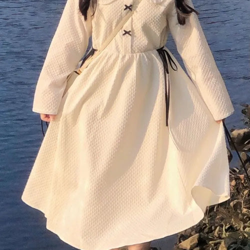 Load image into Gallery viewer, Preppy Style Kawaii School Lolita White Dress Soft Gilr Japnese Harajuku Cute Peter Pan Collar Dresses Korean Fashion
