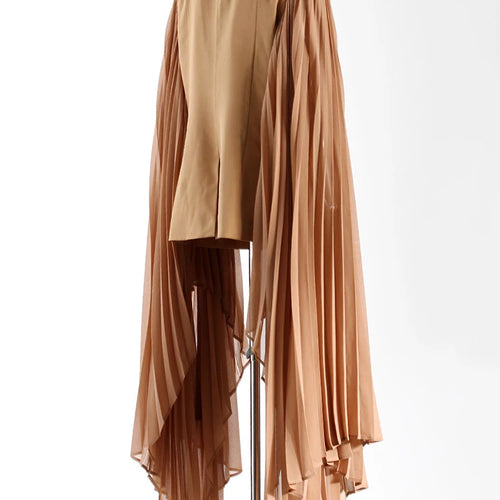 Load image into Gallery viewer, Women Khaki Pleated Irregular Elegant Blazer New Lapel Long Ruffles Sleeve Jacket Fashion Tide Spring Autumn 2025 1DH6395
