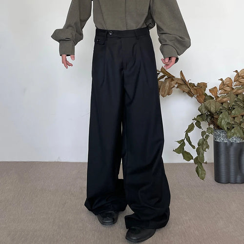 Load image into Gallery viewer, Korean Style Men&#39;s Suit Pants Pleated Soldi Color Droop Straight Business Casual Wide Leg Loose Male Trousers Tide 9C8870
