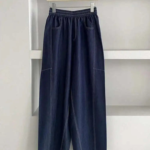 Load image into Gallery viewer, High Elastic Waist Navy Blue Long Casual Denim Wide Leg Pants New Trousers Women Fashion Tide Spring Autumn 2025 1DJ0357
