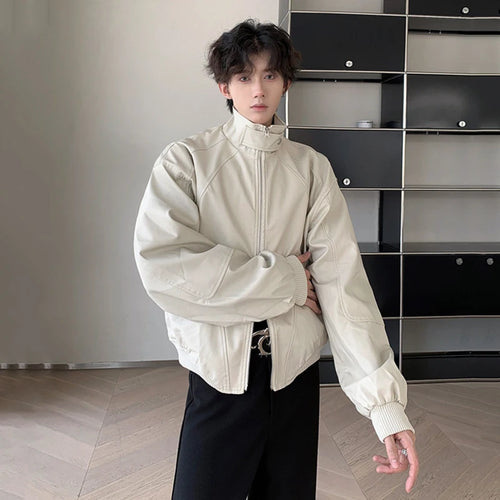 Load image into Gallery viewer, Fashion Men&#39;s Jackets Stand Collar Casual Solid Color Double-ended Zipper Loose Personalized Male Short Tops 9C9278
