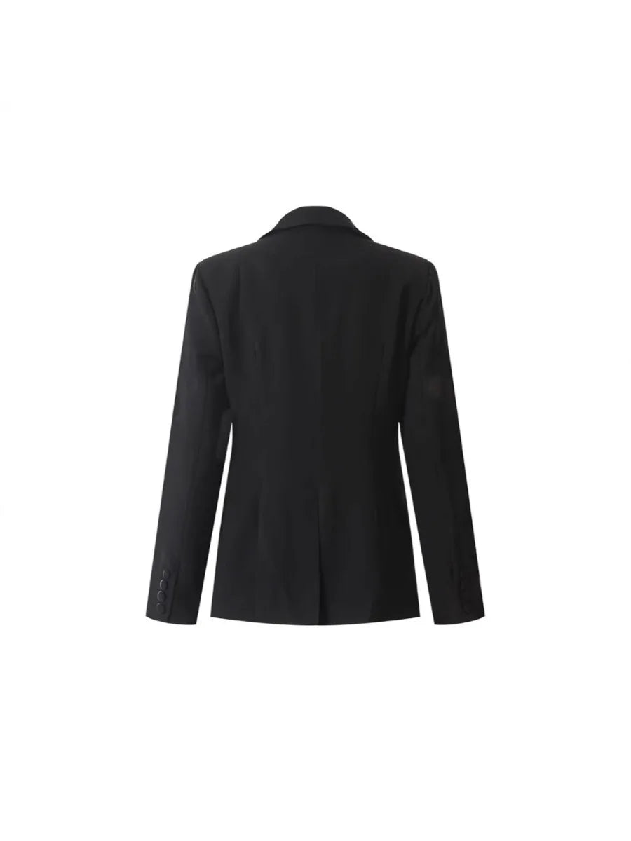 Solid Spliced Diamonds Elegant Blazers for Women Lapel Long Sleeve Temperament Coat Female Style