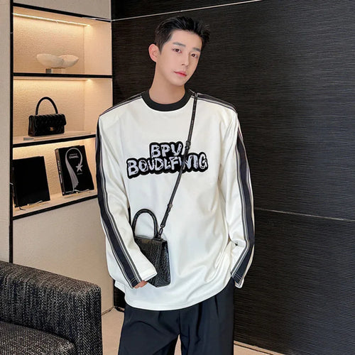 Load image into Gallery viewer, Korean T-shirt Trend Shoulder Pad Letter Printing Long Sleeved Loose Casual Top Summer Men&#39;s Clothing 9C5192
