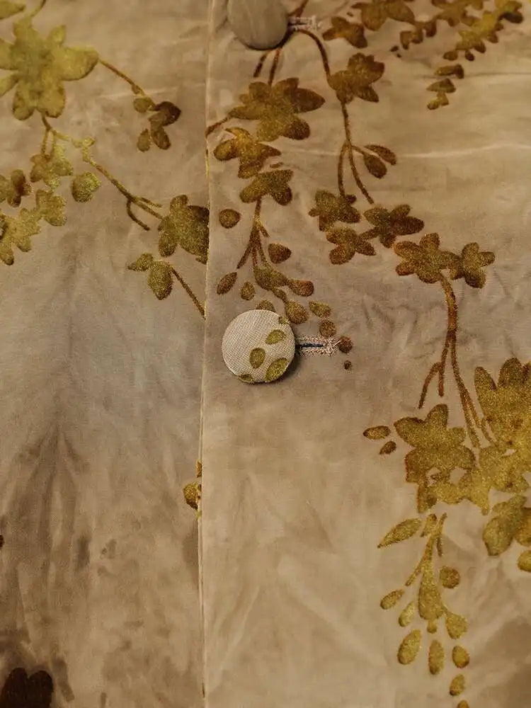 Women Yellow Jacquard Flower Vintage Big Size Blazer New Lapel Long Sleeve Jacket Fashion Tide Spring Autumn 2025 CPG2783