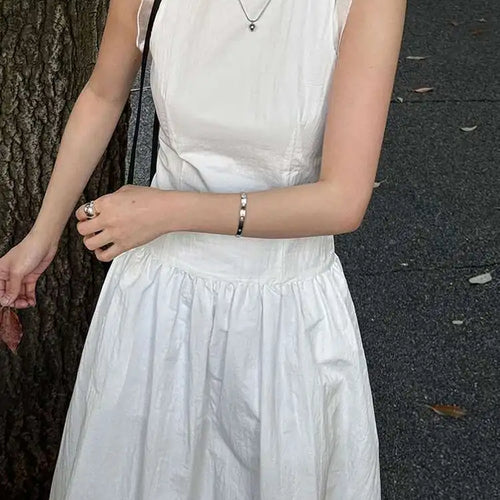 Load image into Gallery viewer, Women Coffee Color-block Elegant Long Vest Dress New Round Neck Sleeveless Fashion Tide Spring Summer 2025 1DJ0743
