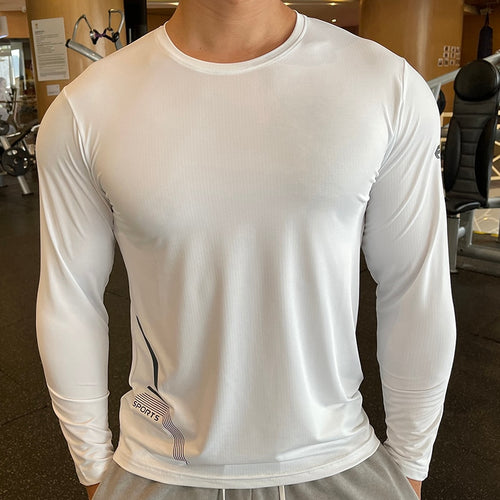 Load image into Gallery viewer, Men Fitness Compression Sport Shirt High Quality Running Long Sleeve Upper Clothing Crew Neck Swearshirt Male Rash Guard Wicking
