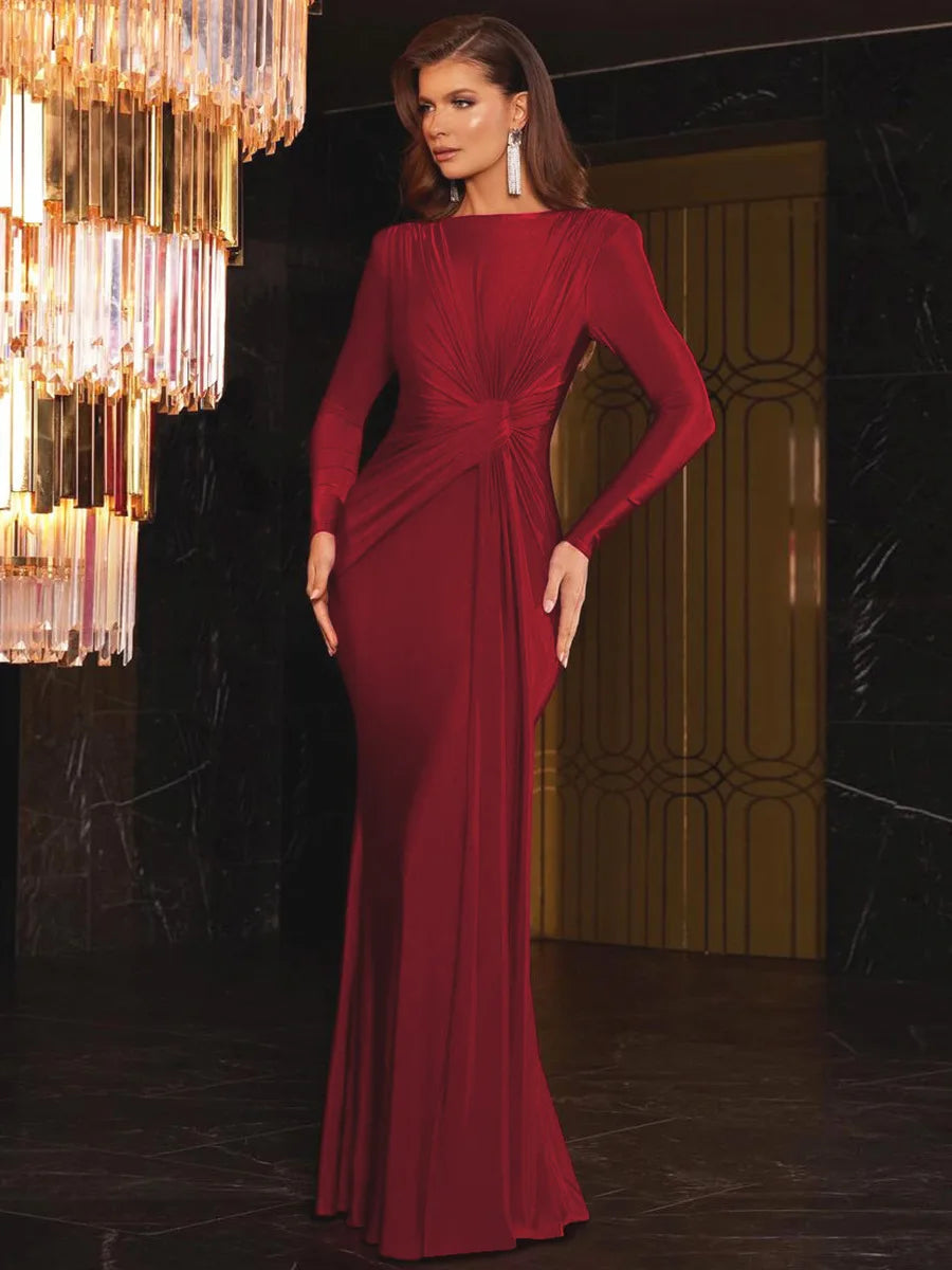 Elegant Long Sleeve Bodycon Party Club Evening Dress For Women 2025 New Fashion Temperament Slim Tight Elastic Vestidos