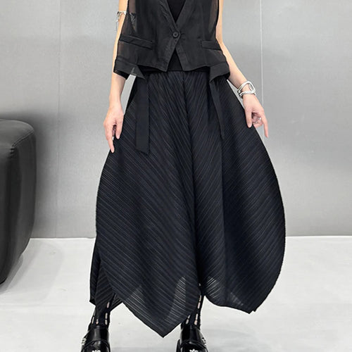 Load image into Gallery viewer, High Elastic Waist Black Pleated Irregular Shaped Bud Half-body Skirt Women Fashion Tide New Spring Autumn 2025 1DJ1411
